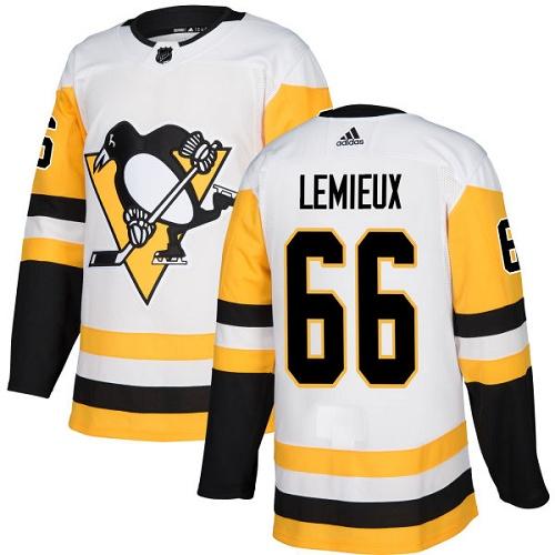 Adidas Penguins #66 Mario Lemieux White Road Authentic Stitched NHL Jersey